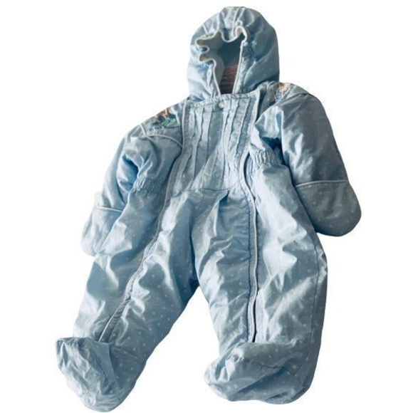 Bunting Snowsuit Baby Boy 9 M Beatrix Potter Quiltex Blue Polka Dot Peter Rabbit - Picture 2 of 9